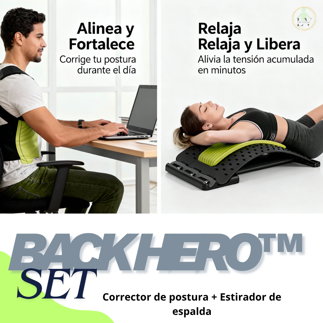 BackHero™ Set ESTIRADOR DE ESPALDA + CORRECTOR de postura